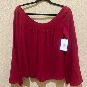 Mabel | Cherry Red Bell Sleeve Top, Size XS